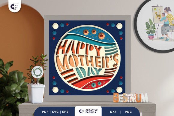 Groovy Mother's Day 3D Shadow Box SVG: A Retro Design Delight
