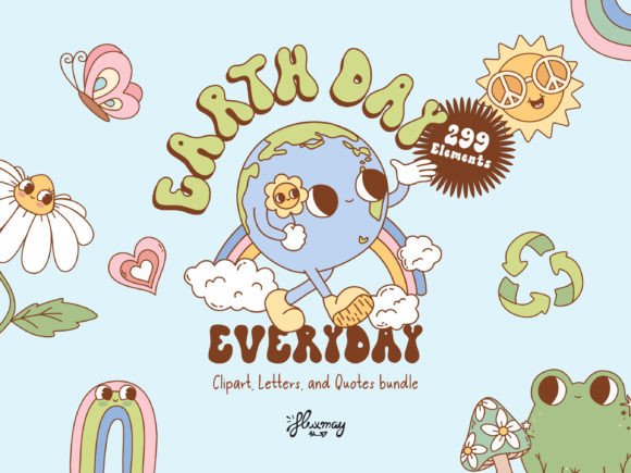 Groovy Retro Earth Day Bundle: A Designer's Toolkit for Eco-Focused Branding