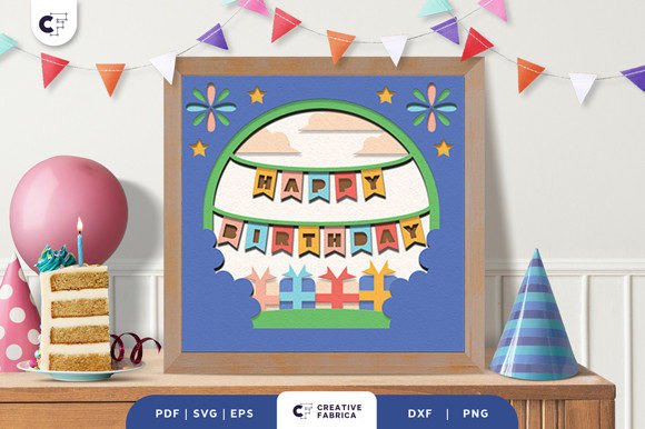 Happy Birthday Banner 3D Shadow Box SVG: A Festive Design Asset