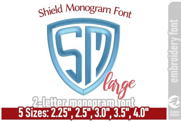 Shield Monogram Embroidery Font - Large: Classic Elegance for Personalized Projects
