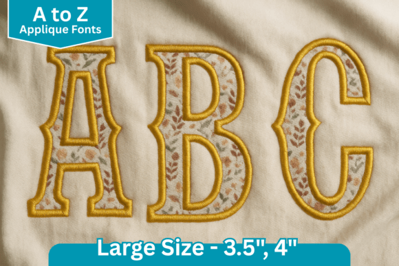 Vintage Serif Applique Embroidery Font: A Bold Stitched Style